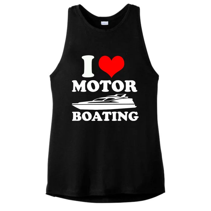 I Love Motor Boating Funny Boater Ladies Tri-Blend Wicking Tank