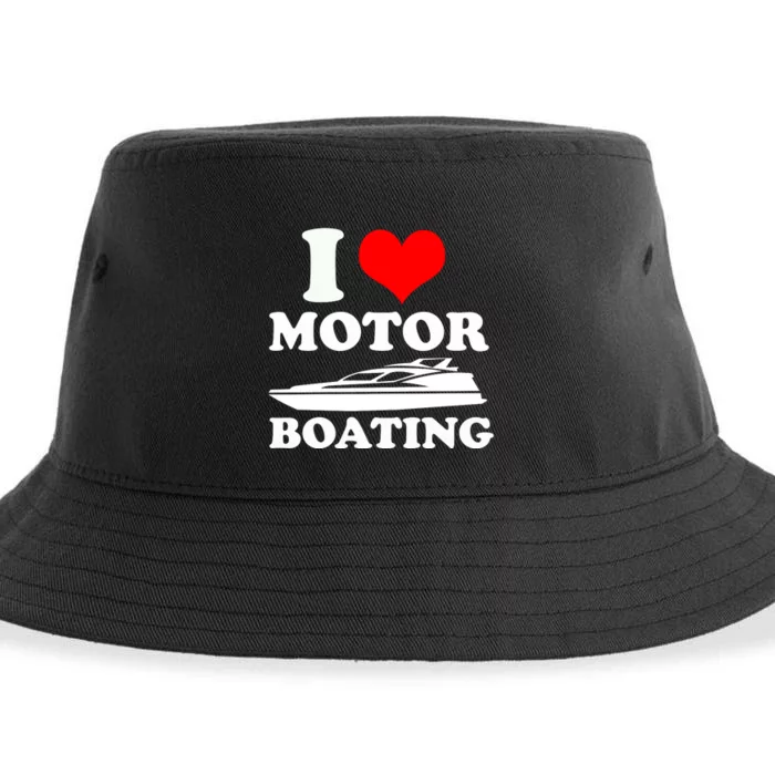 I Love Motor Boating Funny Boater Sustainable Bucket Hat