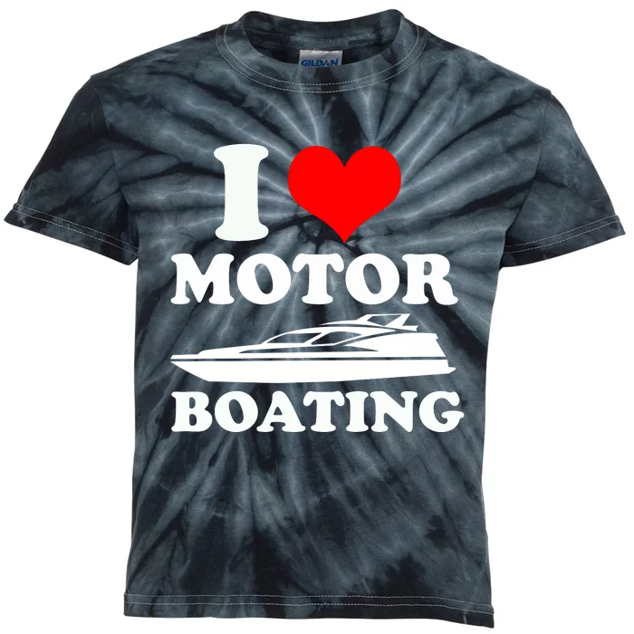 I Love Motor Boating Funny Boater Kids Tie-Dye T-Shirt