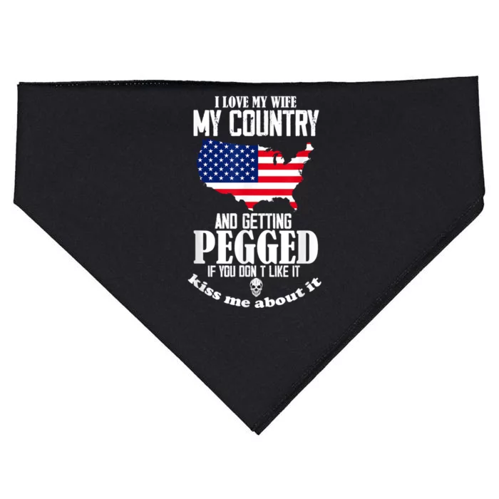 I Love My Wife My Country And Getting Pegged USA-Made Doggie Bandana