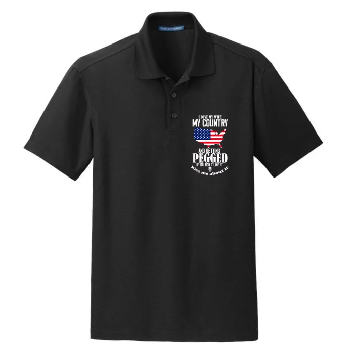 I Love My Wife My Country And Getting Pegged Dry Zone Grid Performance Polo