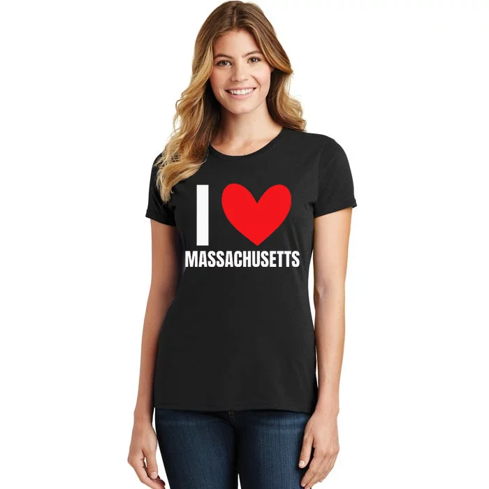 I Love Massachusetts State Boston Worcester New England Women's T-Shirt