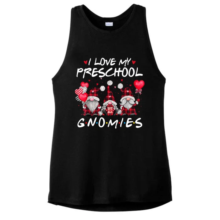 I Love My Preschool Gnomies Valentine's Day Teacher Funny Gift Meaningful Gift Ladies Tri-Blend Wicking Tank