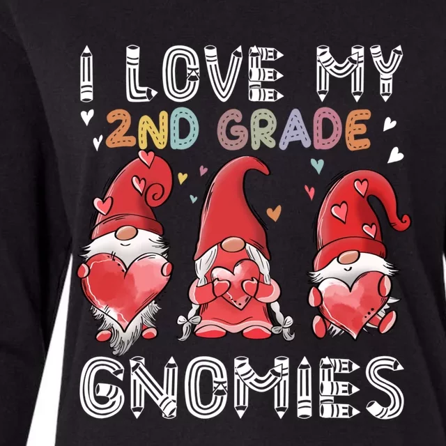 I Love My 2Nd Grade Gnomies Funny Valentine Heart Teacher Great Gift Womens Cotton Relaxed Long Sleeve T-Shirt