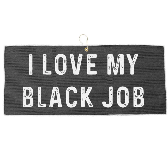 I Love My Black Job Heart Distressed Large Microfiber Waffle Golf Towel