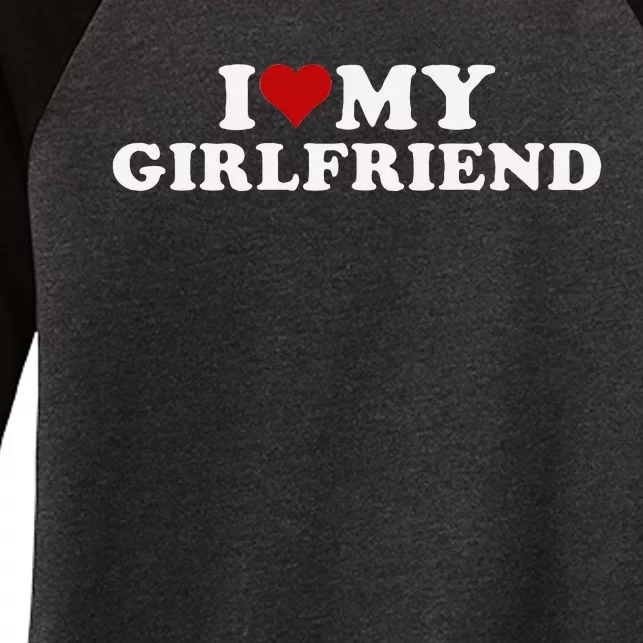 I Love My Hot Girlfriend Heart Design Women's Tri-Blend 3/4-Sleeve Raglan Shirt