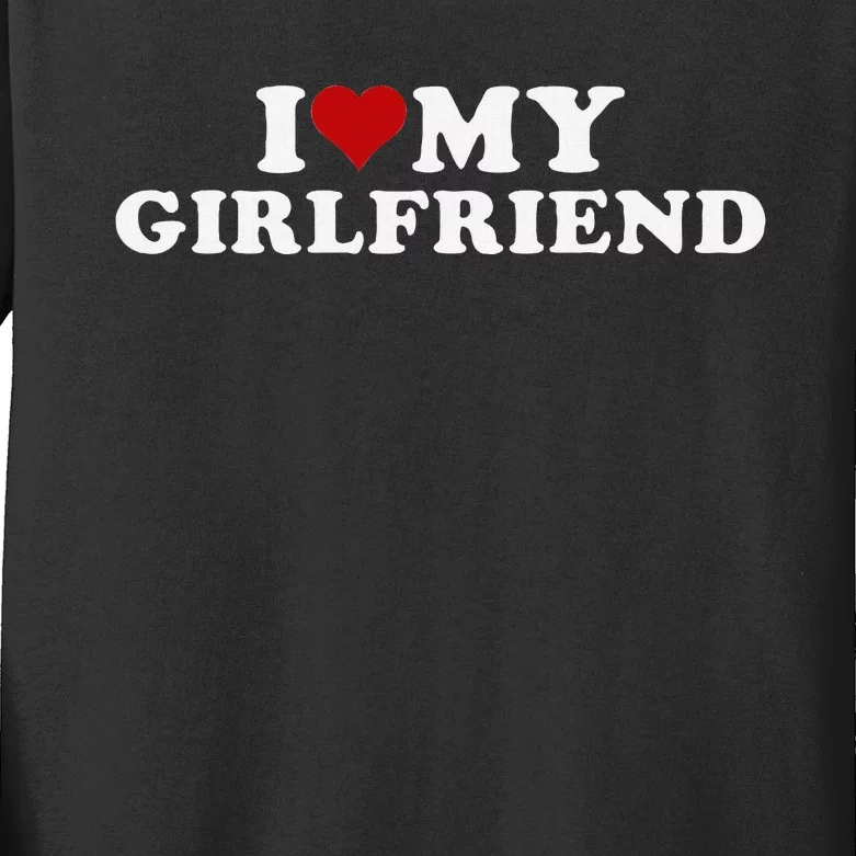 I Love My Hot Girlfriend Heart Design Kids Long Sleeve Shirt