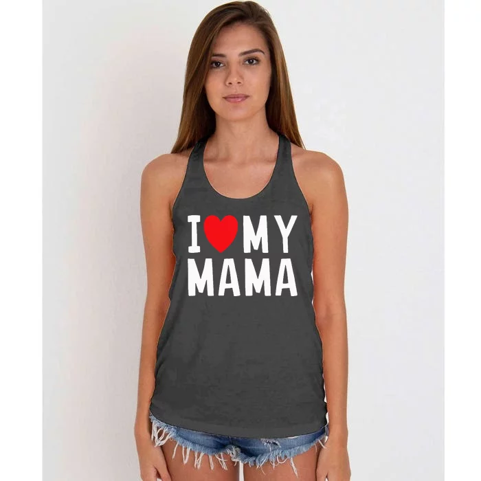 I Love My Mama Heart Celebrate Mom Women's Knotted Racerback Tank