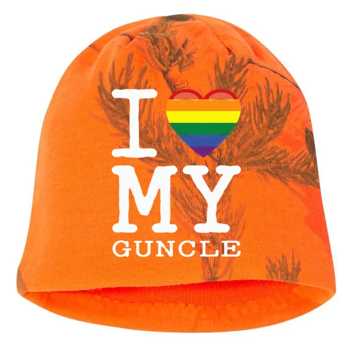 I Love My Guncle Gay Homosexual Rainbow Heart Uncle Nephew Kati - Camo Knit Beanie