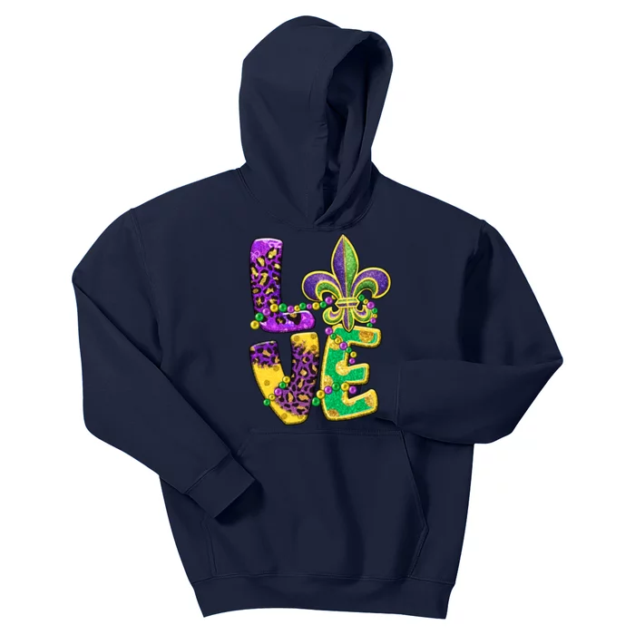 I Love Mardi Gras For Matching Family Fleur De Lis Kids Hoodie