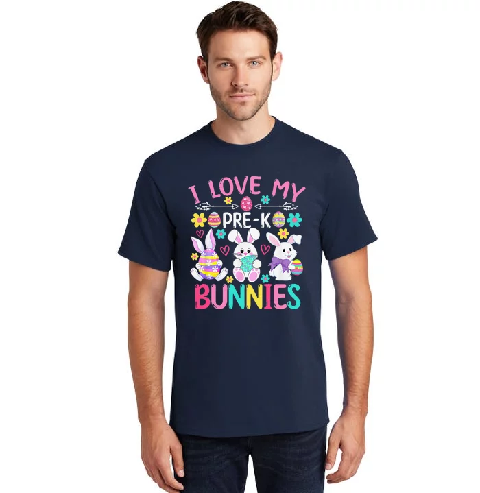 I Love My Prek Bunnies Easter Day Teacher Bunny Tall T-Shirt