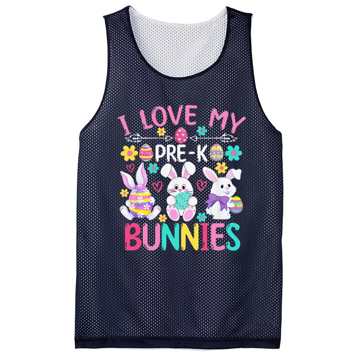 I Love My Prek Bunnies Easter Day Teacher Bunny Mesh Reversible Basketball Jersey Tank