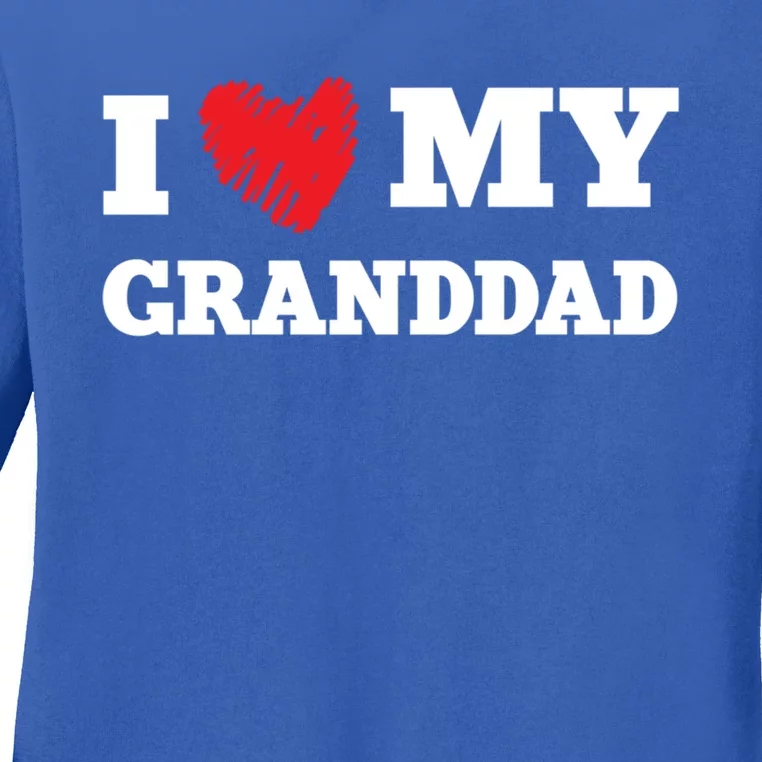 I Love My Granddad Favorite Family Member Valentines Gift Ladies Long Sleeve Shirt