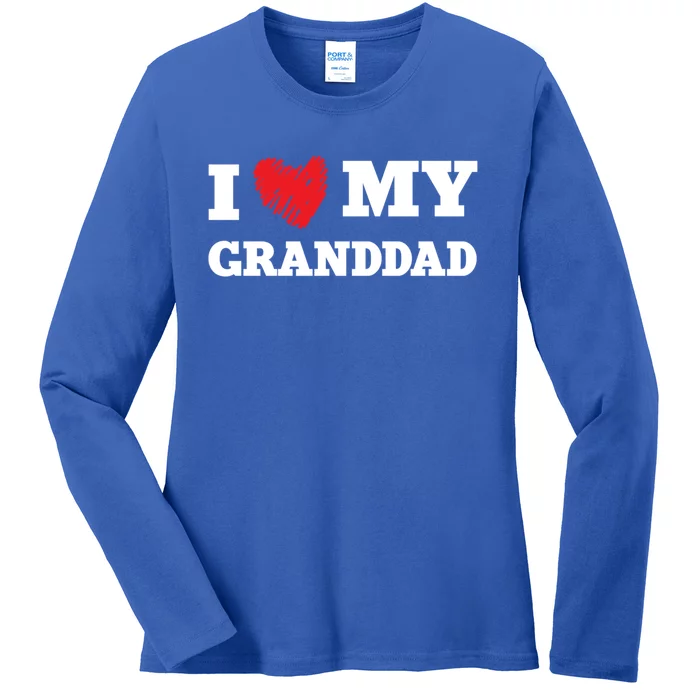 I Love My Granddad Favorite Family Member Valentines Gift Ladies Long Sleeve Shirt