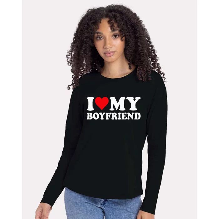 I Love My Boyfriend I Heart My Boyfriend BF Womens Cotton Relaxed Long Sleeve T-Shirt