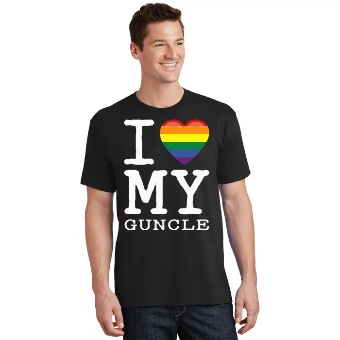 I Love My Guncle Gay Homosexual Rainbow Heart Uncle Nephew T-Shirt