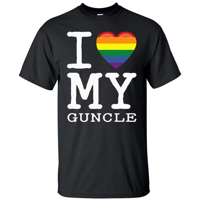 I Love My Guncle Gay Homosexual Rainbow Heart Uncle Nephew Tall T-Shirt