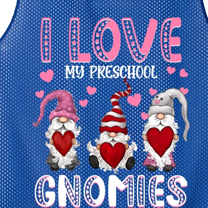 I Love My Preschool Gnomies Teachers Valentines Day Gift Mesh Reversible Basketball Jersey Tank