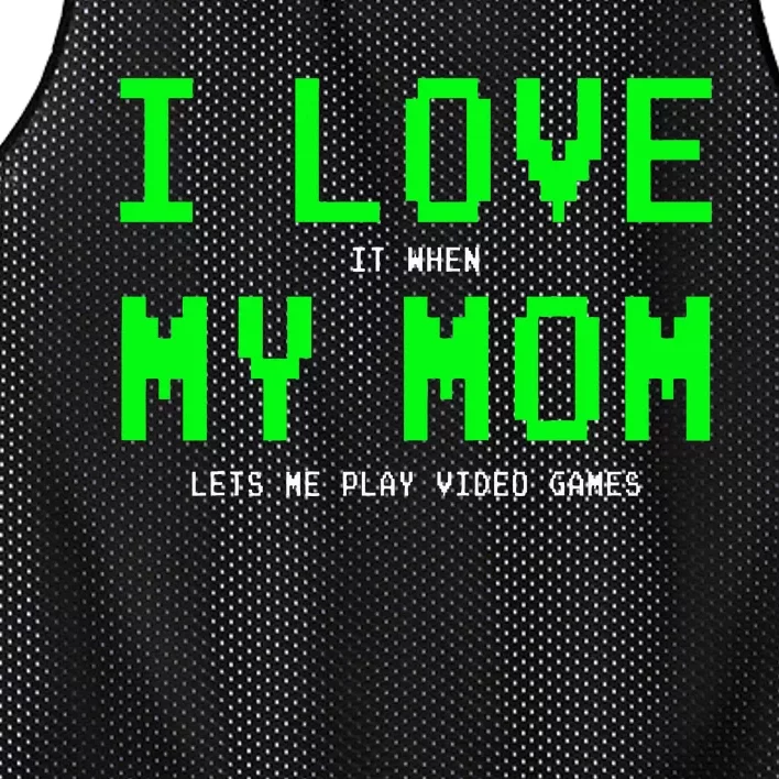 I Love My Mom Gamer Gifts For Video Games Mesh Reversible Basketball Jersey Tank