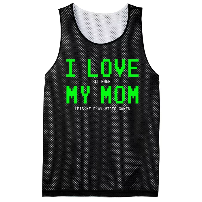 I Love My Mom Gamer Gifts For Video Games Mesh Reversible Basketball Jersey Tank