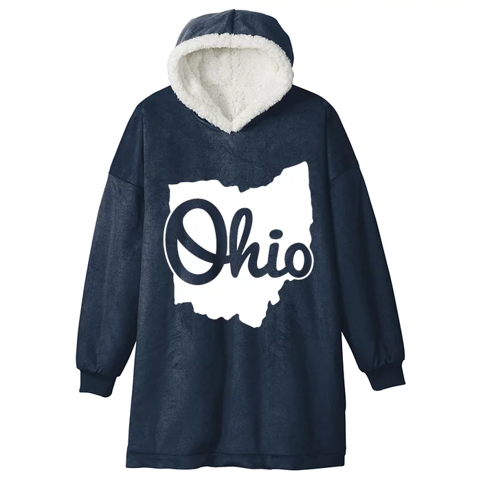 I Love My Ohio Home Script Ohio Buckeye State Hooded Wearable Blanket