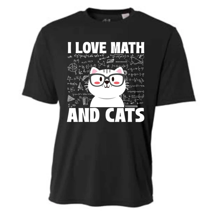 I Love Math And Cats Feline Animal Cat Lover Kitten Kitty Cooling Performance Crew T-Shirt