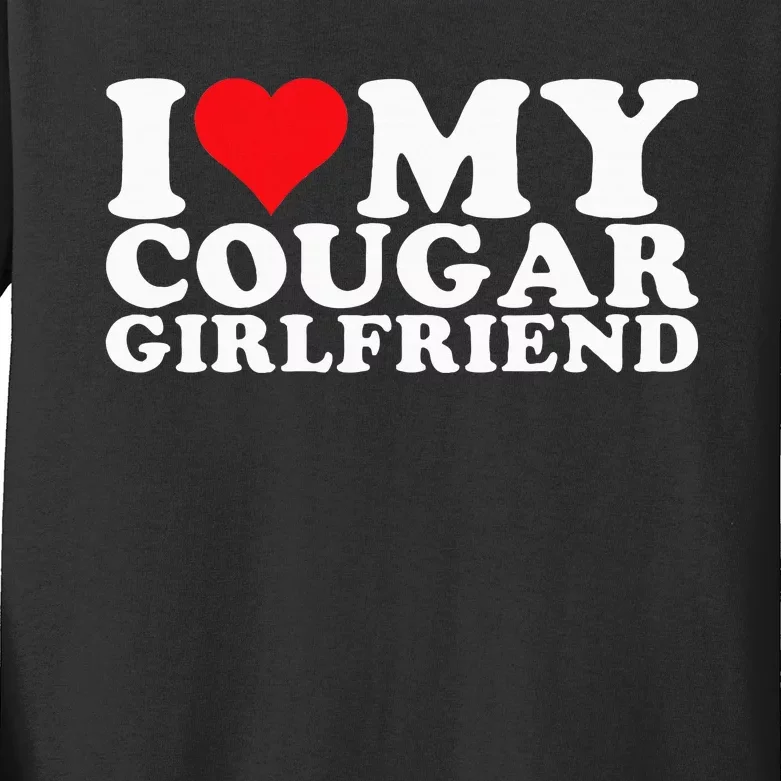 i love my cougar girlfriend i heart my cougar girlfriend gf Kids Long Sleeve Shirt