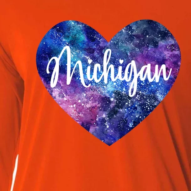 I Love Michigan Usa Great Gift Cooling Performance Long Sleeve Crew