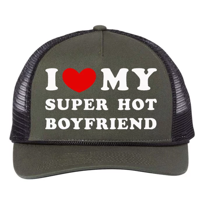 I Love My Super Hot Boyfriend I Heart My Boyfriend Retro Rope Trucker Hat Cap