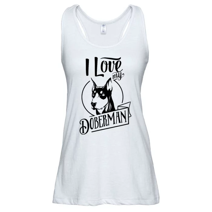 I Love My Doberman Pinscher Dog Funny Doberman Mom Dad Gift Ladies Essential Flowy Tank