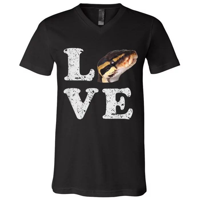 I Love My Ball Python | Pet Snake Lovers Gift V-Neck T-Shirt