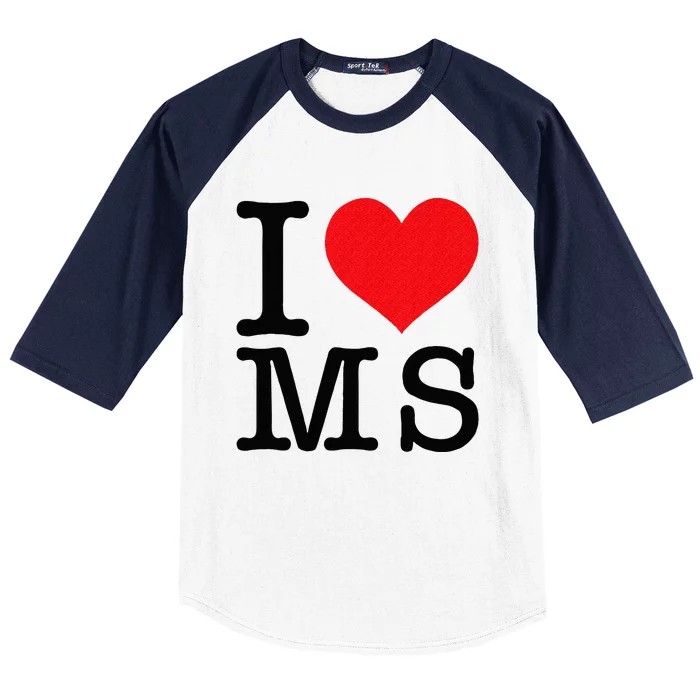 I Love MS Mississippi Heart Lover Resident State Pride Baseball Sleeve Shirt