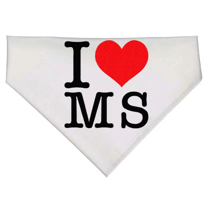 I Love MS Mississippi Heart Lover Resident State Pride USA-Made Doggie Bandana