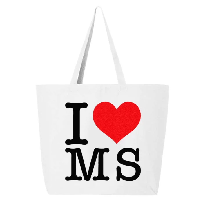 I Love MS Mississippi Heart Lover Resident State Pride 25L Jumbo Tote