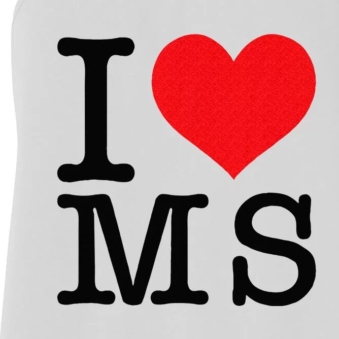 I Love MS Mississippi Heart Lover Resident State Pride Women's Racerback Tank