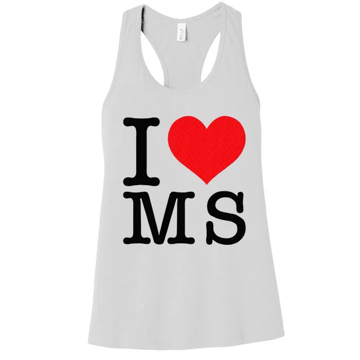 I Love MS Mississippi Heart Lover Resident State Pride Women's Racerback Tank