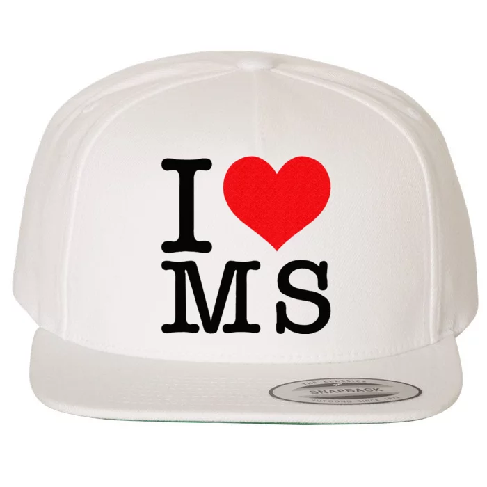 I Love MS Mississippi Heart Lover Resident State Pride Wool Snapback Cap