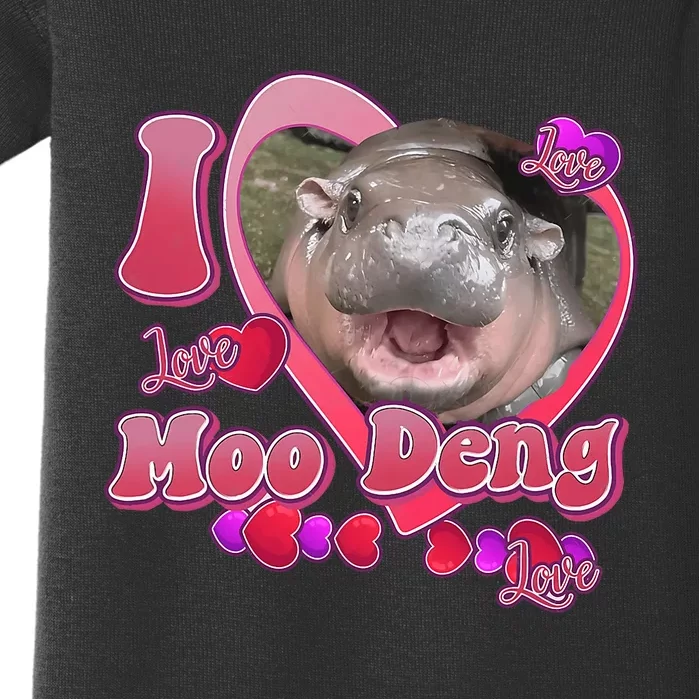 I Love Moo Deng Baby Hippo Baby Bodysuit