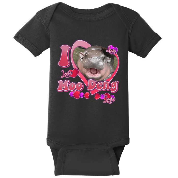 I Love Moo Deng Baby Hippo Baby Bodysuit