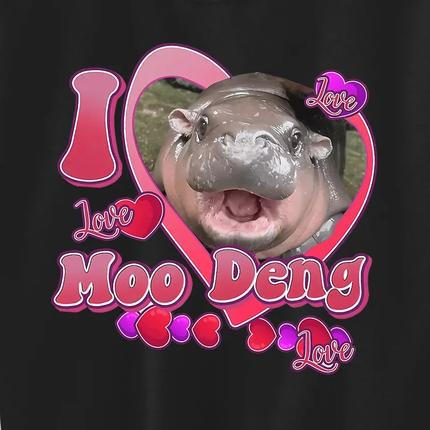 I Love Moo Deng Baby Hippo Kids Sweatshirt