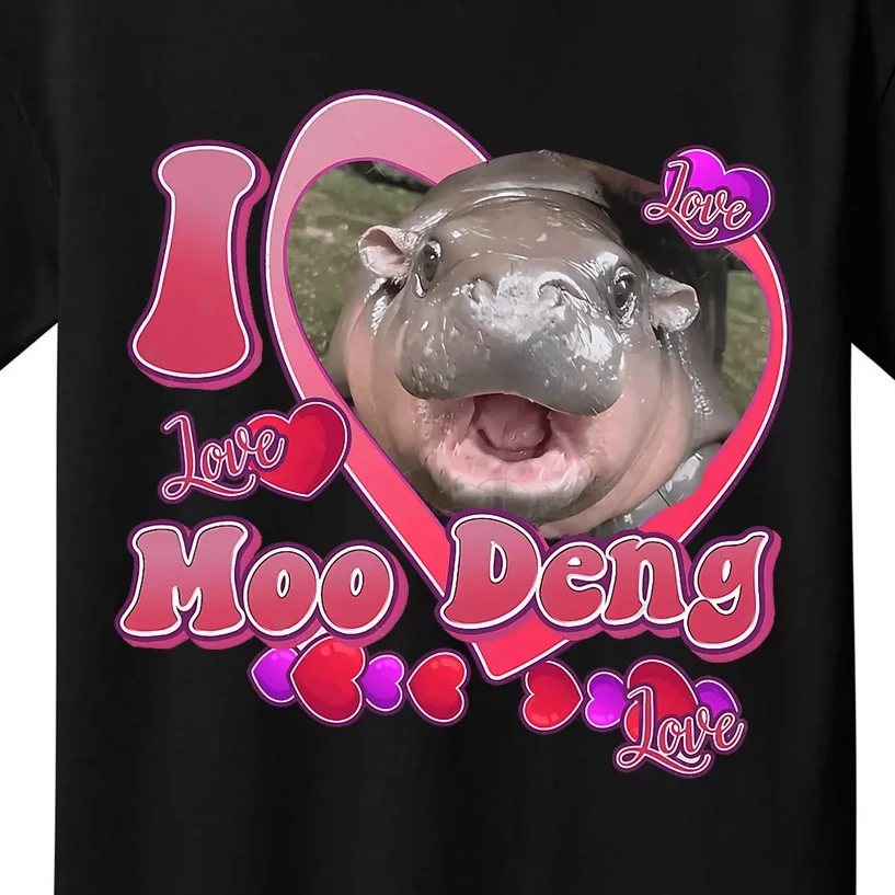 I Love Moo Deng Baby Hippo Kids T-Shirt