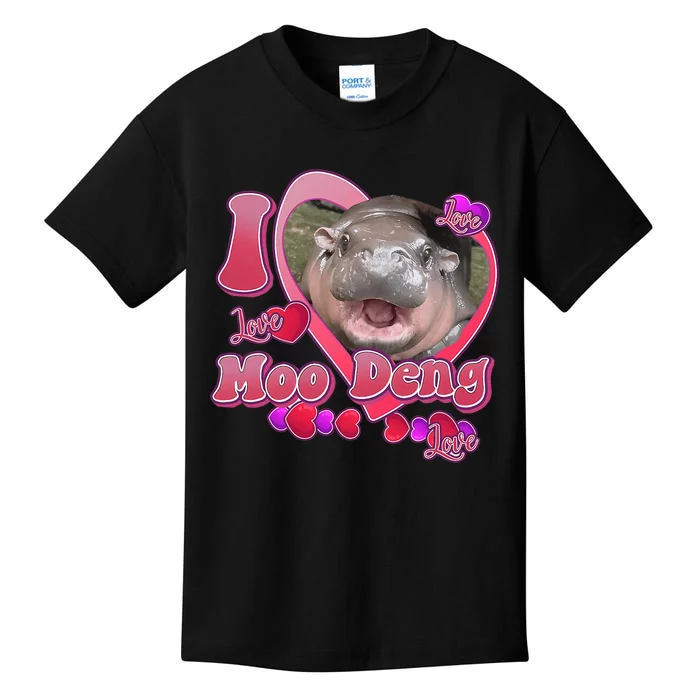 I Love Moo Deng Baby Hippo Kids T-Shirt