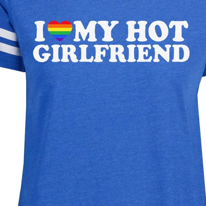 I Love My Hot Lesbian Girlfriend Lgbt Cute Lesbian Wife Gift Enza Ladies Jersey Football T-Shirt