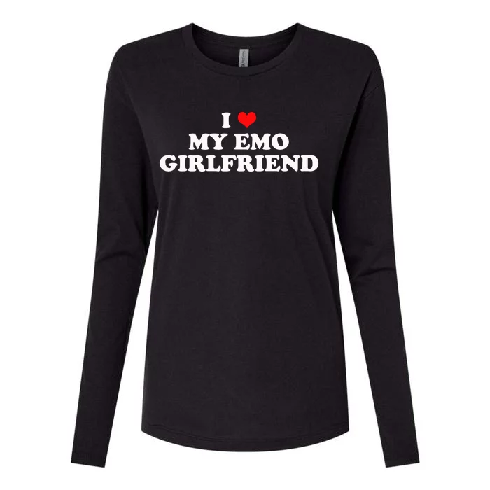 I Love My Emo Girlfriend Alt Goth 2000s Punk Emo Boyfriend Womens Cotton Relaxed Long Sleeve T-Shirt