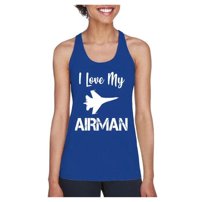 I Love My Air Trained To Fly Airplane Gift Women's Racerback Tank