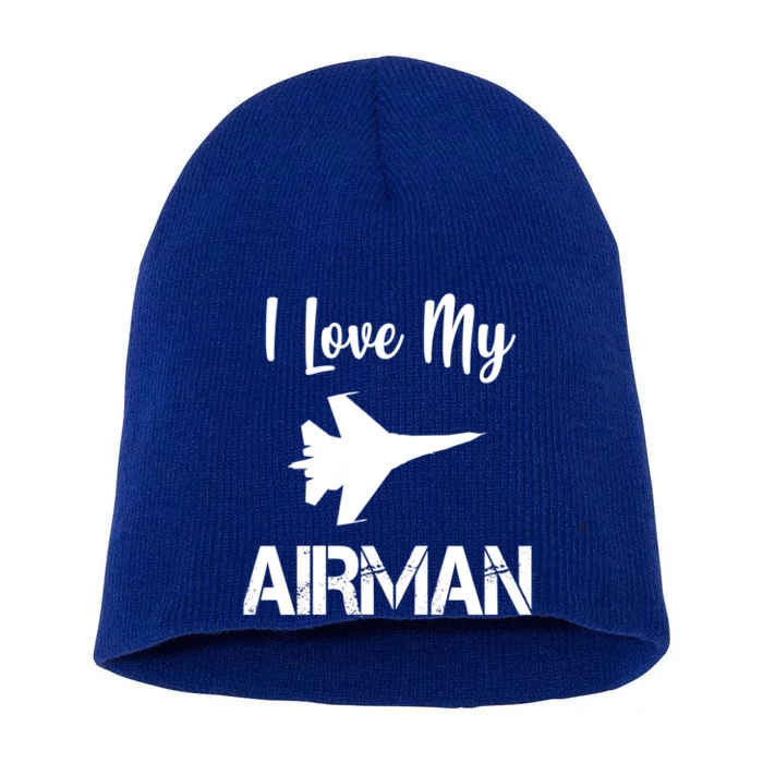 I Love My Air Trained To Fly Airplane Gift Short Acrylic Beanie