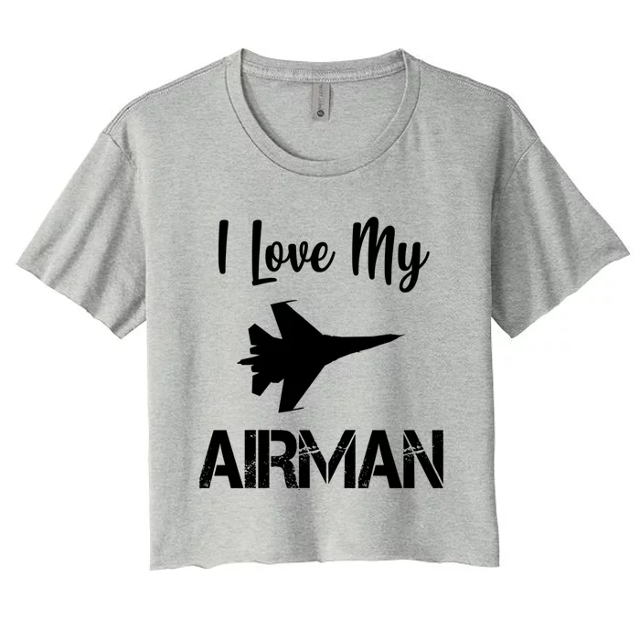 I Love My Air Trained To Fly Airplane Gift Women's Crop Top Tee