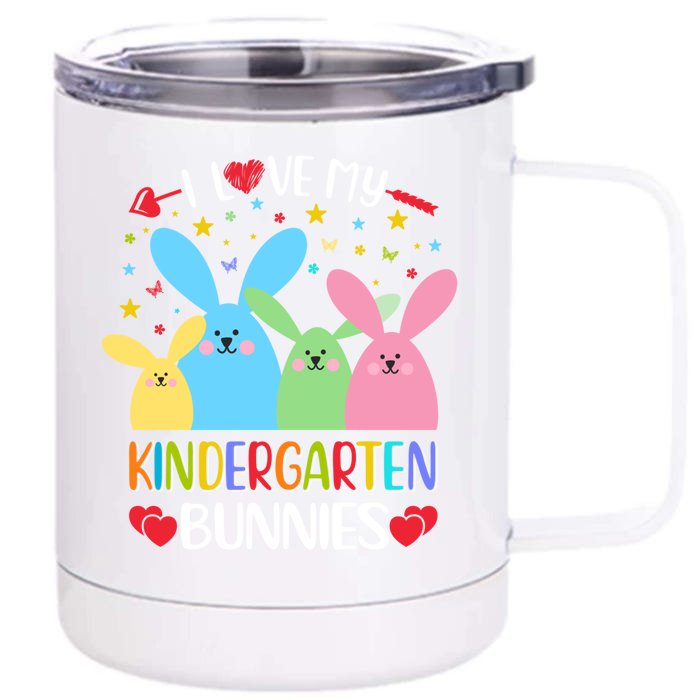 I Love My Kindergarden Bunnies Funny Teacher School Design Gift Front & Back 12oz Stainless Steel Tumbler Cup