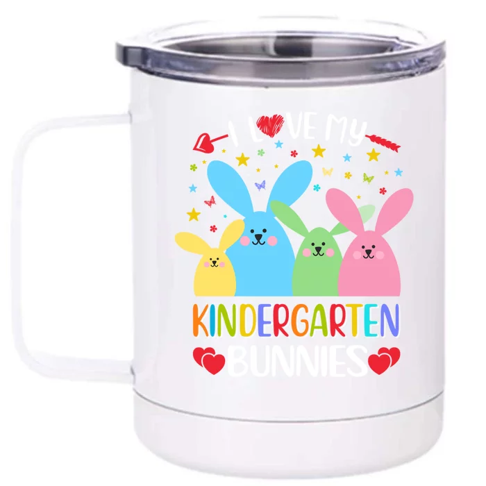 I Love My Kindergarden Bunnies Funny Teacher School Design Gift Front & Back 12oz Stainless Steel Tumbler Cup