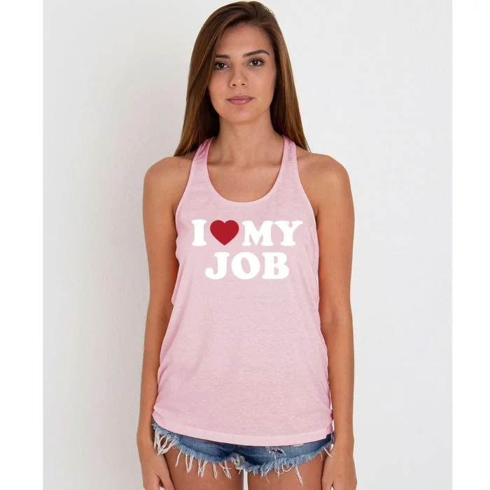 I Love My Job Design Gift Women's Knotted Racerback Tank